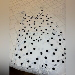 Soma White Polka Dot Cami and Shorts Pajama Set